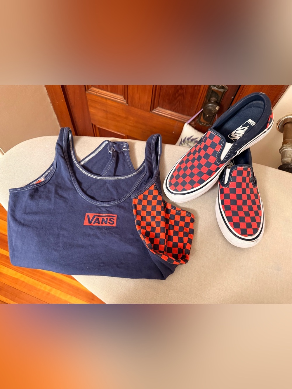 Vans Women’s Slip-On Checkerboard Sneakers with matching bodysuit